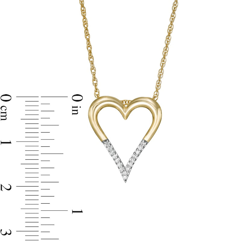 0.05 CT. T.W. Natural Diamond Elongated Heart Pendant in 10K Yellow Gold