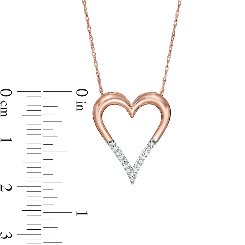 0.05 CT. T.W. Natural Diamond Elongated Heart Pendant in 10K Rose Gold