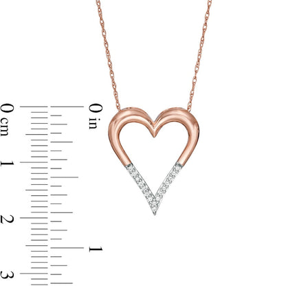 0.05 CT. T.W. Natural Diamond Elongated Heart Pendant in 10K Rose Gold