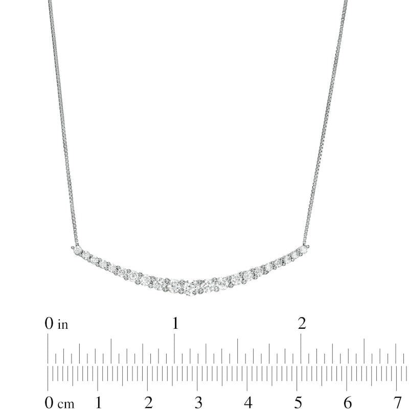 1 CT. T.W. Certified Lab-Created Diamond Graduated Curved Necklace in 14K White Gold (F/SI2)