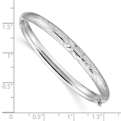 14k White Gold 3/16 White Gold Florentine Hinged Baby Bangle