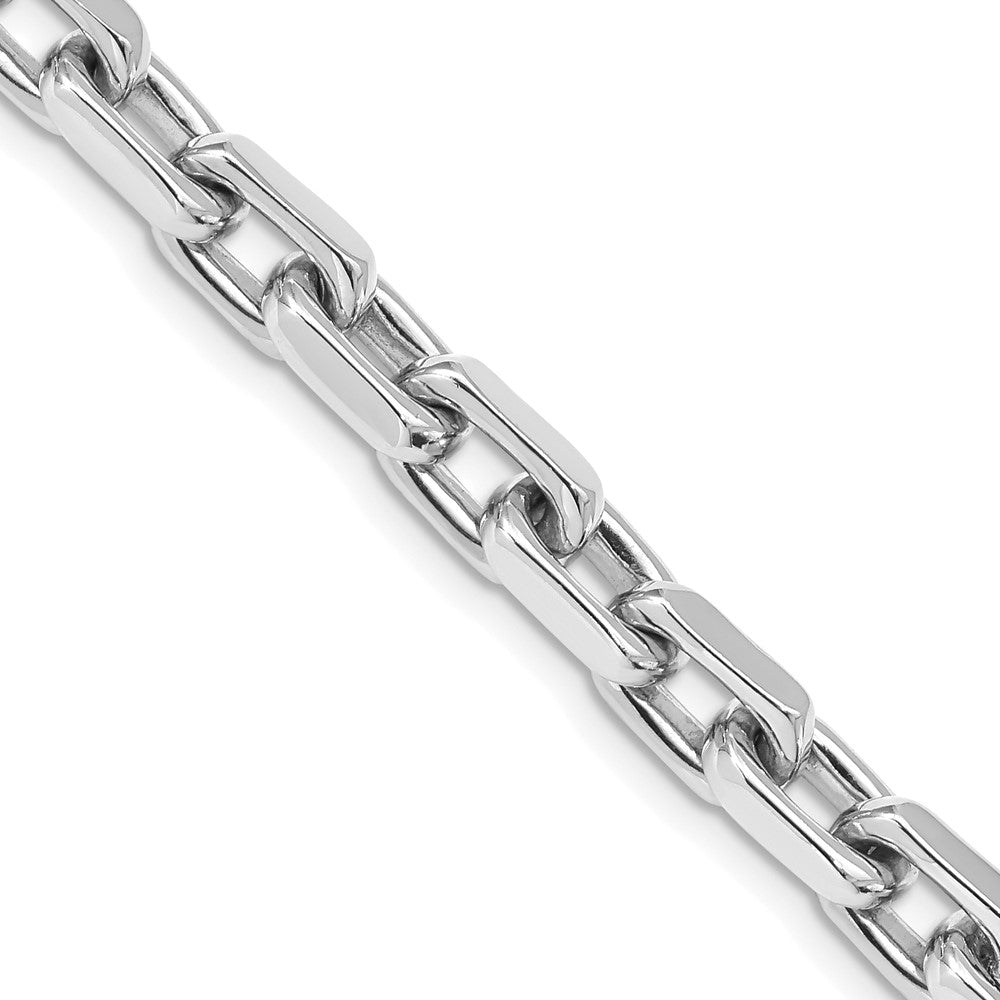 Solid 14K White Gold 9 inch 7mm Hand Polished Fancy Link with Lobster Clasp Chain Bracelet