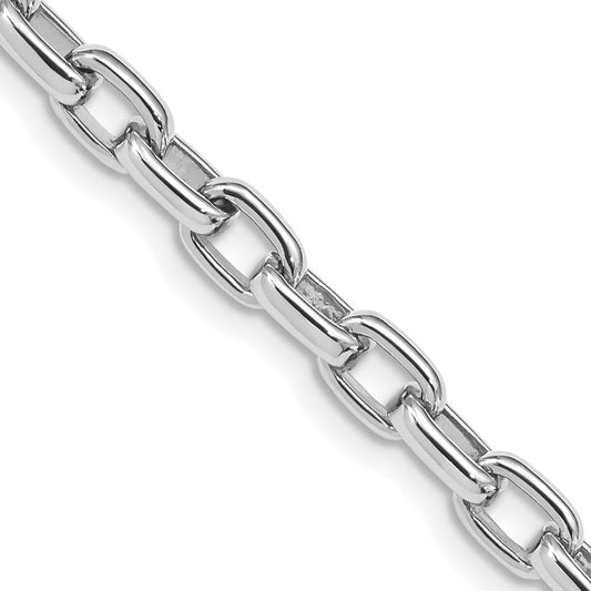 Solid 14K White Gold 9 inch 5mm Hand Polished Fancy Link with Lobster Clasp Chain Bracelet