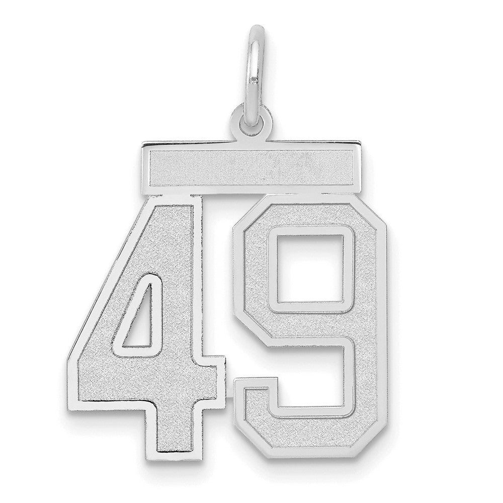14k White Goldw Medium Satin Number 49 Charm