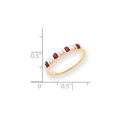 14k Yellow Gold Ruby Diamond Anniversary Band