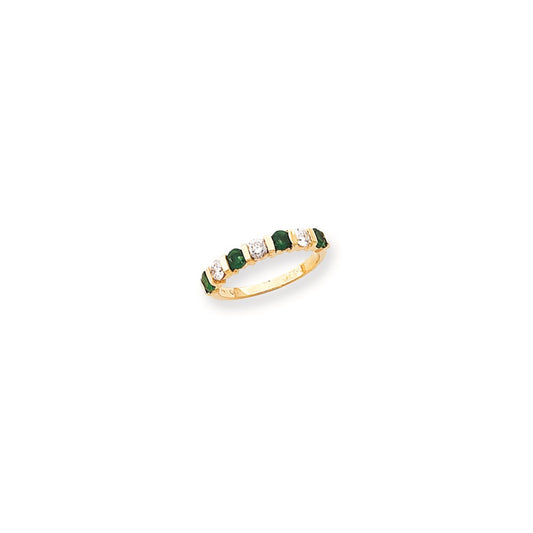 14k Yellow Gold 3.25mm Emerald AA Diamond Anniversary Band