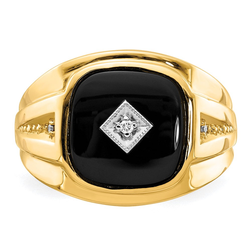 Solid 14k Yellow & Rhodium A Simulated CZ men's Ring
