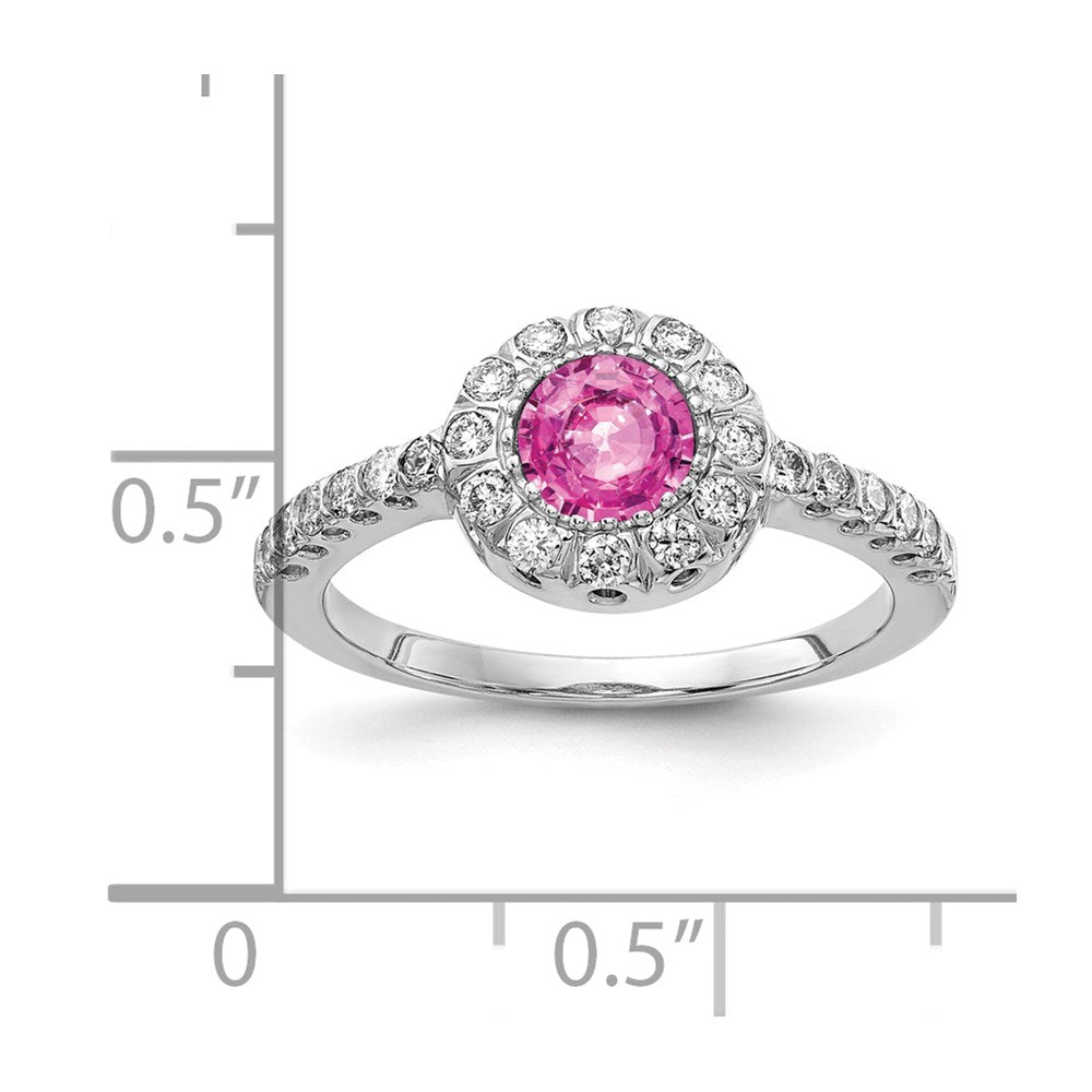 Solid 14k White Gold 5mm PinK Simulated Sapphire A CZ Ring