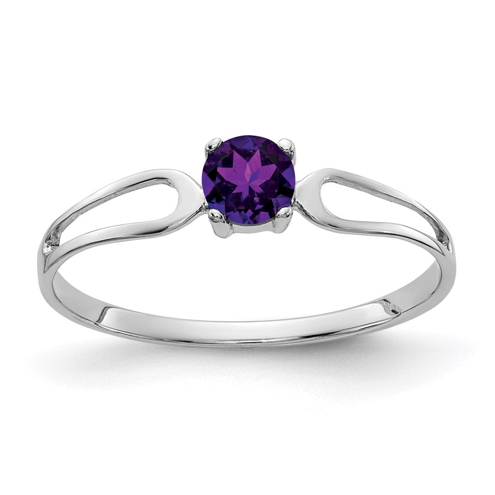 14k white gold 4mm amethyst ring x9673am