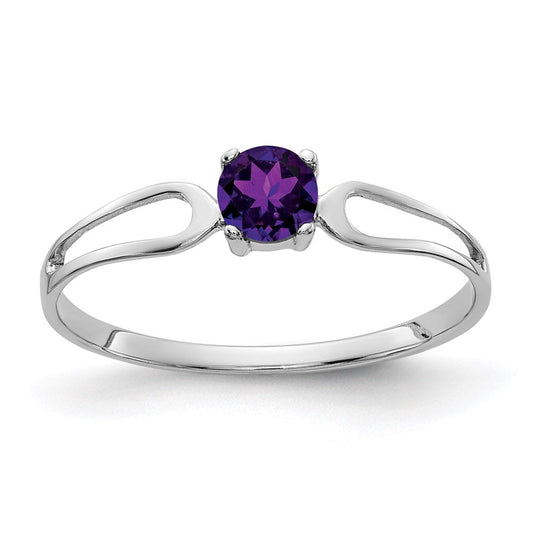 14k white gold 4mm amethyst ring x9673am