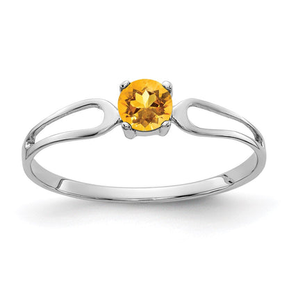 14k white gold 4mm citrine ring x9673ci