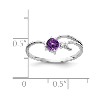 14k White Gold 4mm Amethyst AAA Real Diamond ring