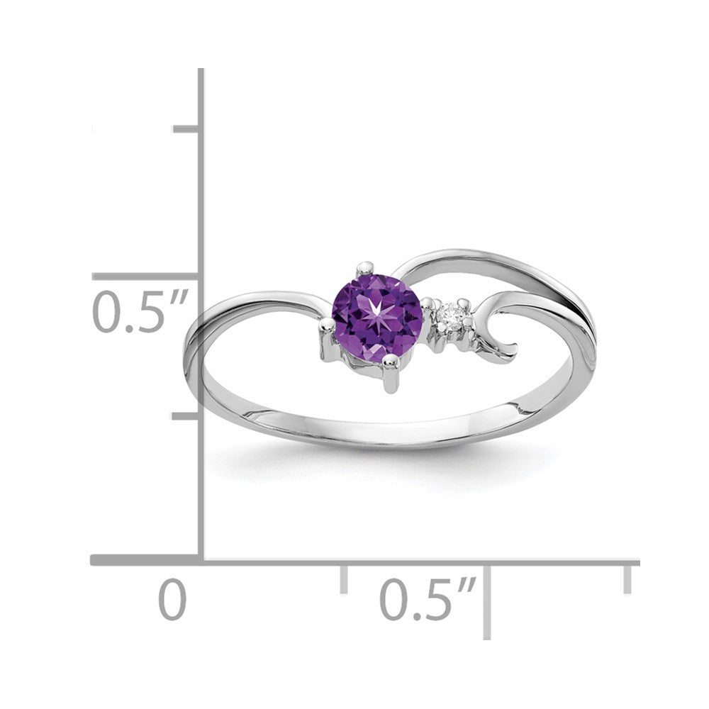 14k White Gold 4mm Amethyst AA Real Diamond ring