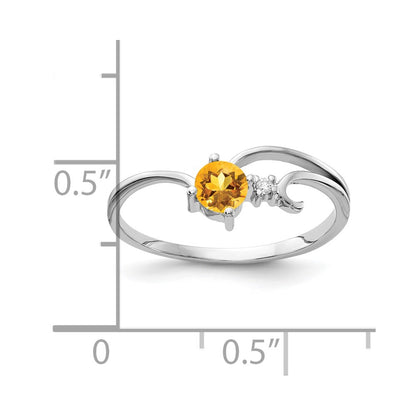 14k White Gold 4mm Citrine VS Real Diamond ring
