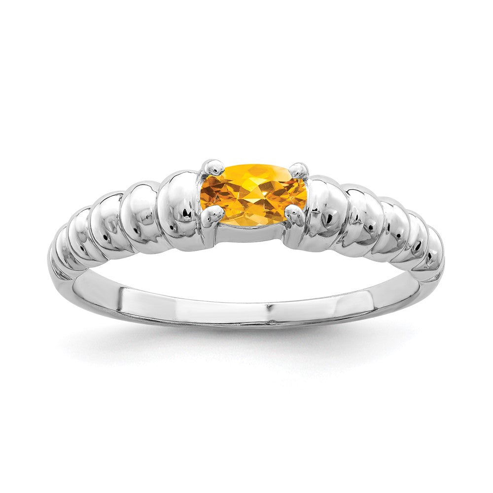 14k White Gold 5x3mm Oval Citrine ring