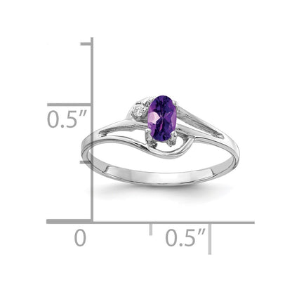 14k White Gold 5x3mm Oval Amethyst VS Real Diamond ring