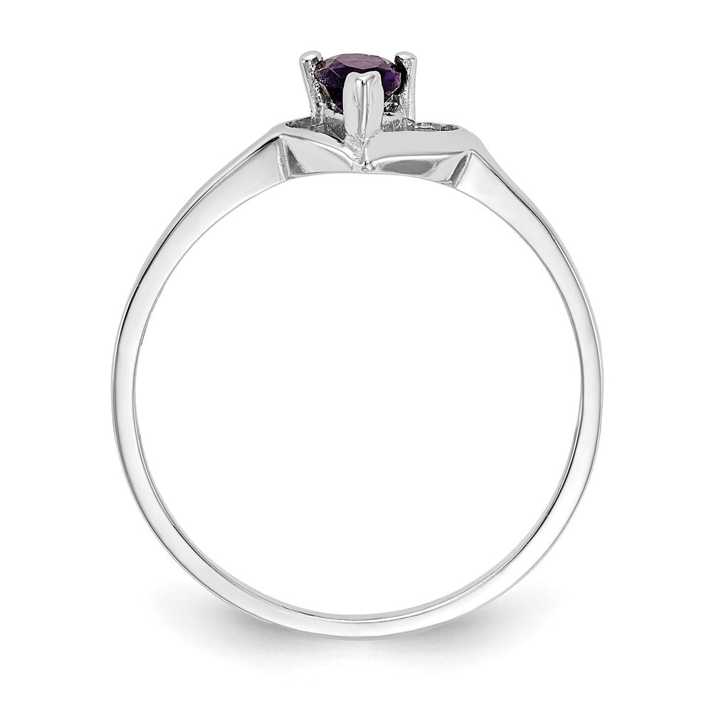 14k White Gold 5x3mm Pear Amethyst AAA Real Diamond ring