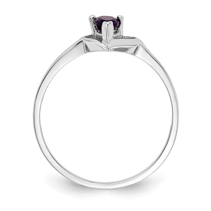 14k White Gold 5x3mm Pear Amethyst VS Real Diamond ring
