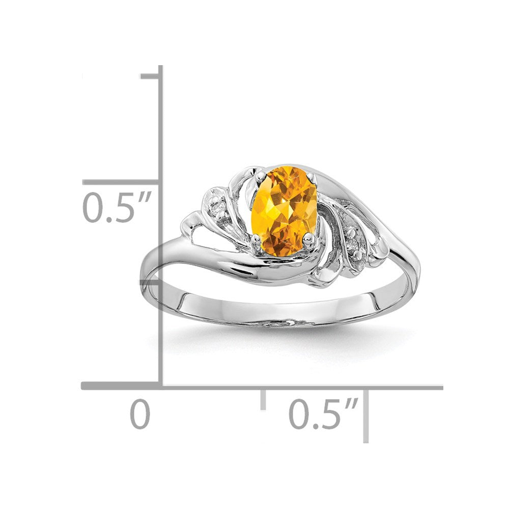 14k White Gold 6x4mm Oval Citrine A Real Diamond ring