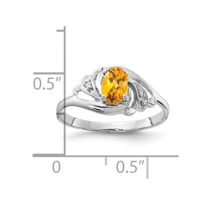 14k White Gold 6x4mm Oval Citrine A Real Diamond ring