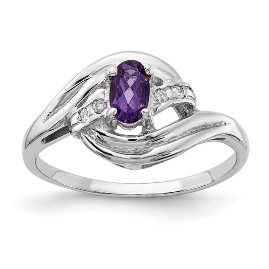 14k White Gold 5x3mm Oval Amethyst A Real Diamond ring