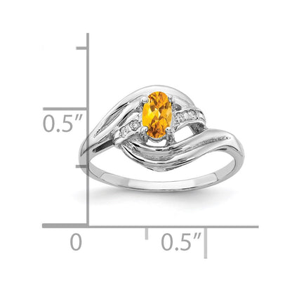 14k White Gold 5x3mm Oval Citrine A Real Diamond ring