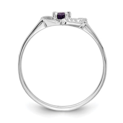 14k White Gold 5x3mm Pear Amethyst AAA Real Diamond ring