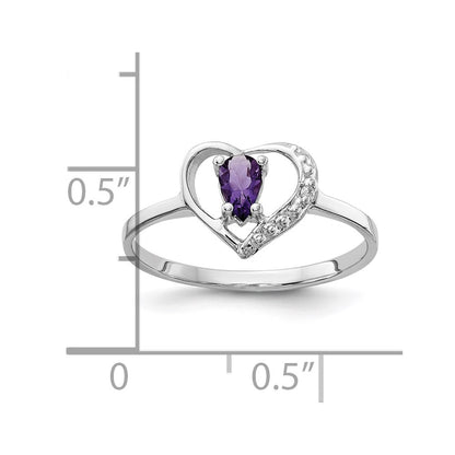 14k White Gold 5x3mm Pear Amethyst VS Real Diamond ring