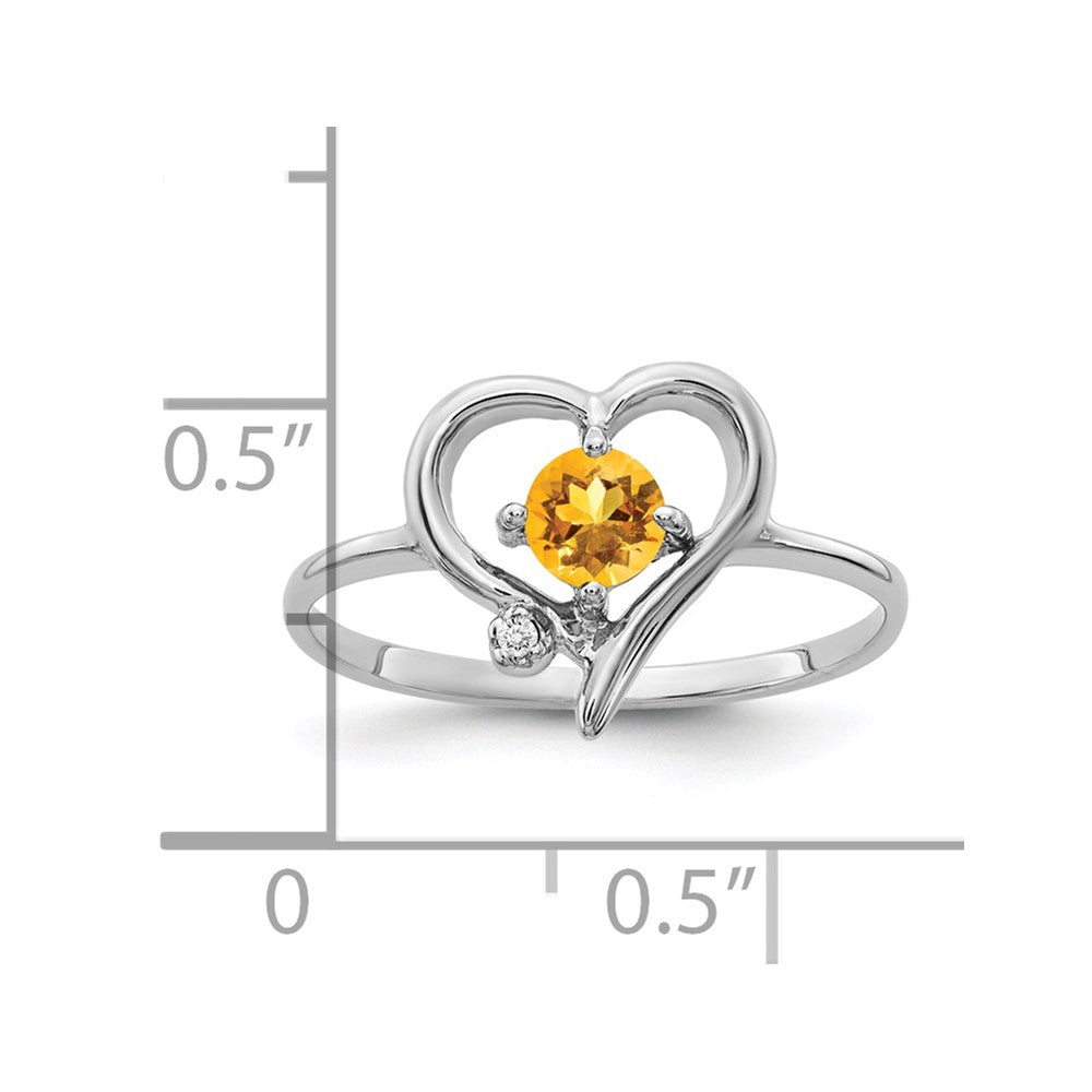 14k White Gold 4mm Citrine AA Real Diamond ring