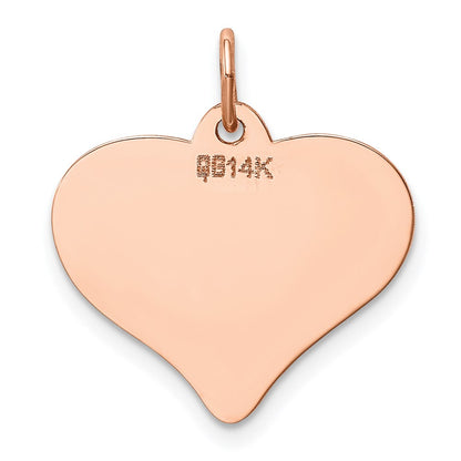 14k Rose Gold Rose Polished Heart Shaped Disc Pendant