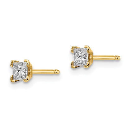 14k AAA Quality Complete Princess cut Diamond Earring