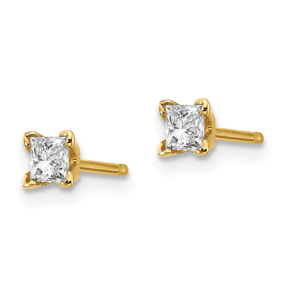 14k AA Quality Complete Princess cut Diamond Stud Ear