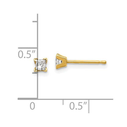 14k AA Quality Complete Princess cut Diamond Stud Ear