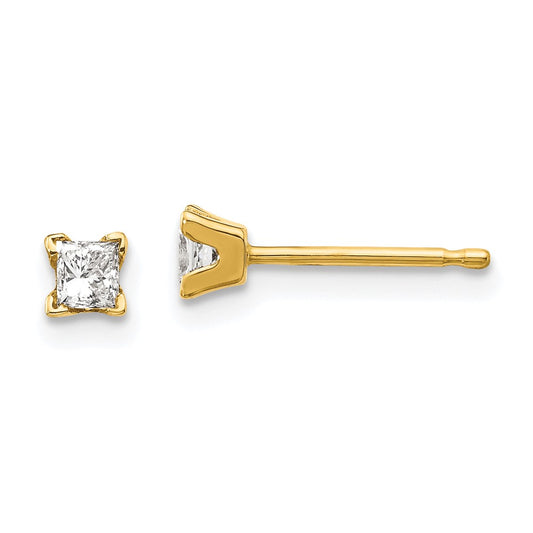 14k AAA Quality Complete Princess cut Diamond Earring