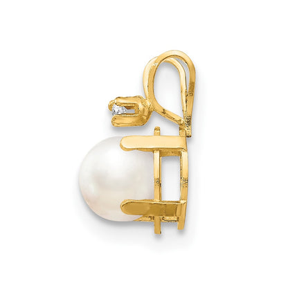 14k Diamond and FW Cultured Pearl Birthstone Pendant