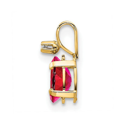 14k Diamond and Ruby Birthstone Pendant