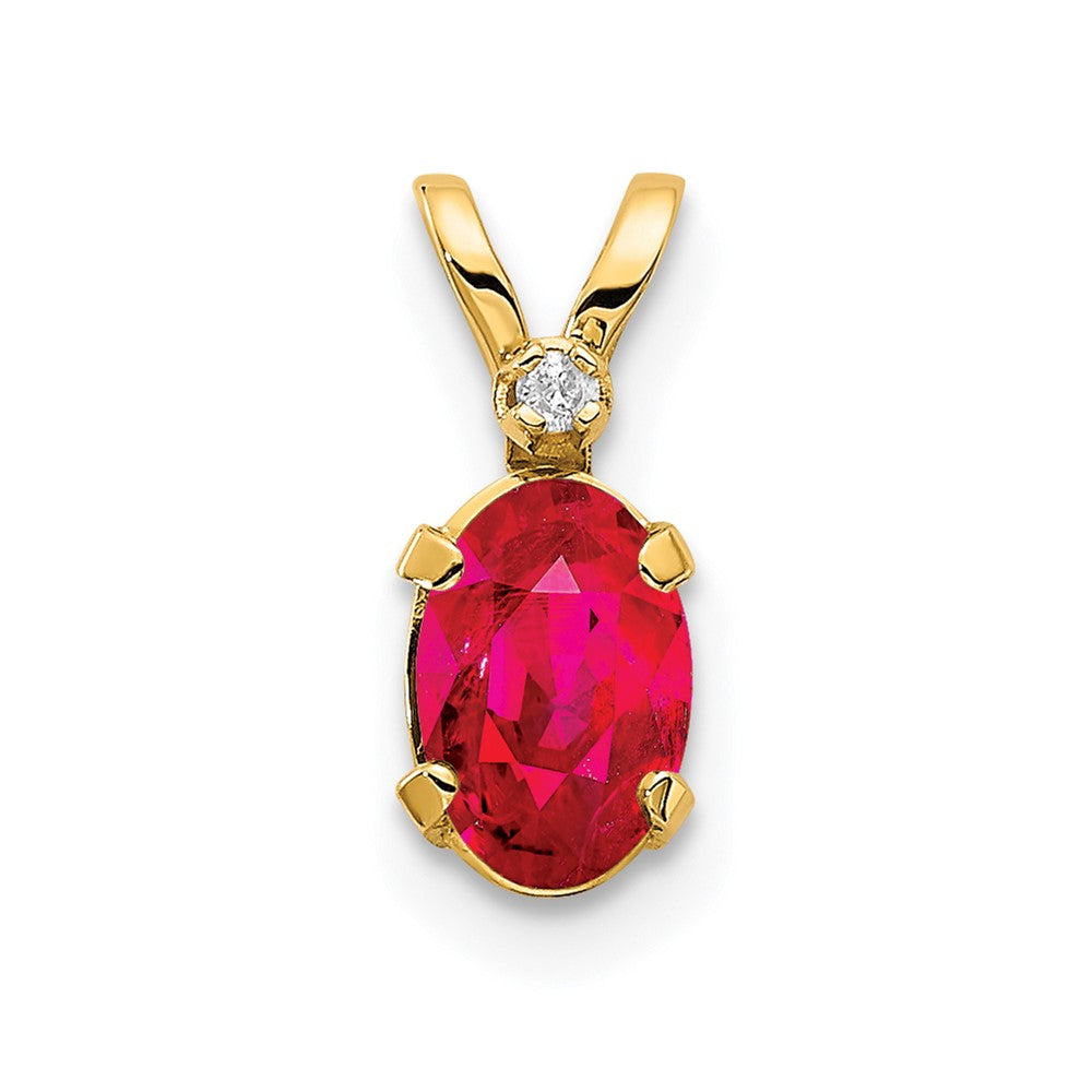 14k Diamond and Ruby Birthstone Pendant