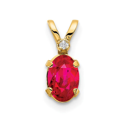 14k Diamond and Ruby Birthstone Pendant