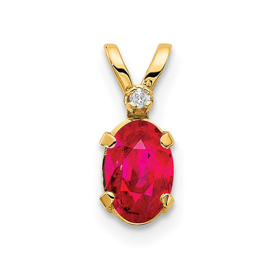 14k Diamond and Ruby Birthstone Pendant