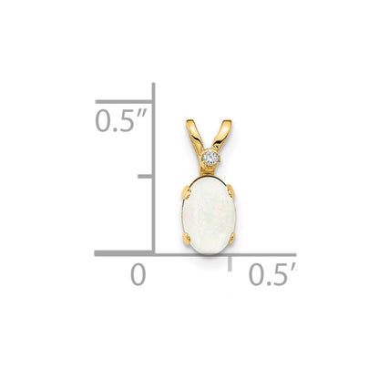 14k Diamond and Opal Birthstone Pendant