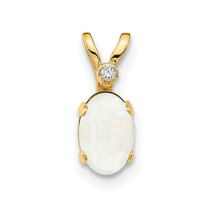 14k Diamond and Opal Birthstone Pendant