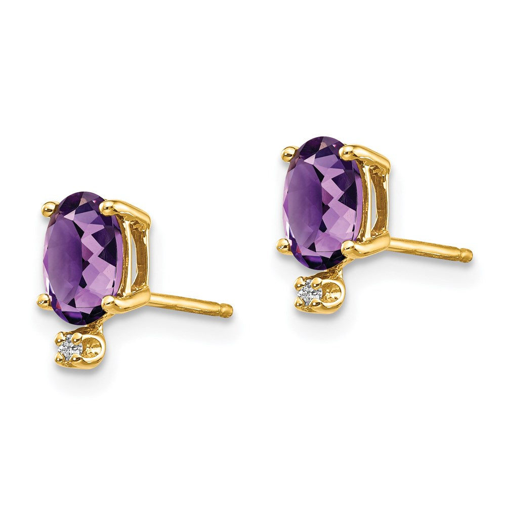 14k Diamond and Amethyst Birthstone Earrings