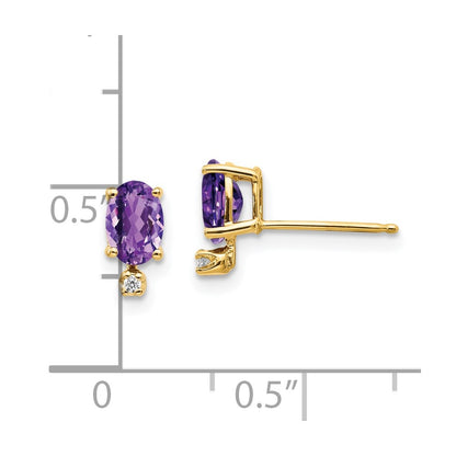 14k Diamond and Amethyst Birthstone Earrings