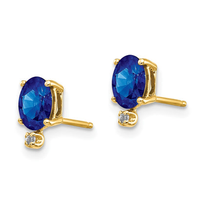 14k Diamond & Sapphire Birthstone Earrings