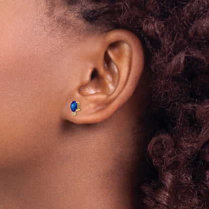 14k Diamond & Sapphire Birthstone Earrings