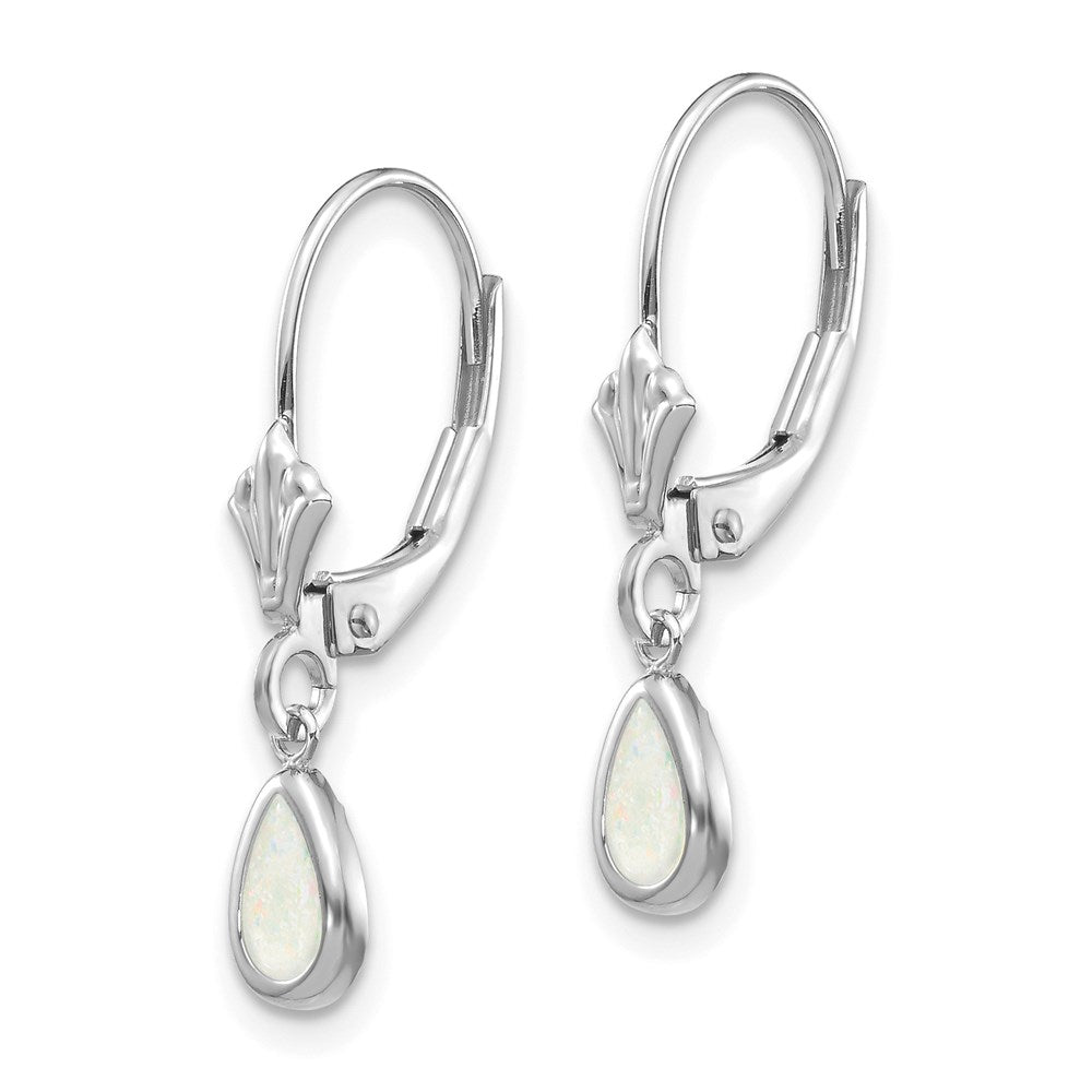 14k White Gold 6x4mm Opal/October Earrings