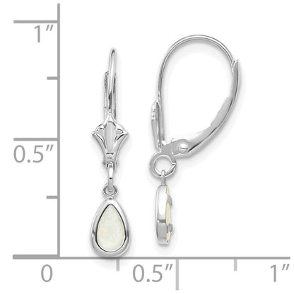 14k White Gold 6x4mm Opal/October Earrings