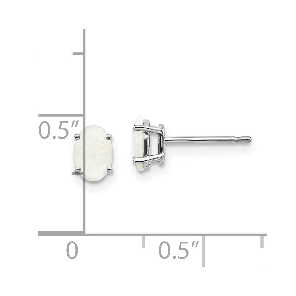 14k White Gold 6x4mm Opal Earrings