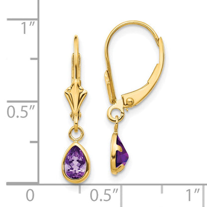 14k 6x4mm Amethyst/February Earrings