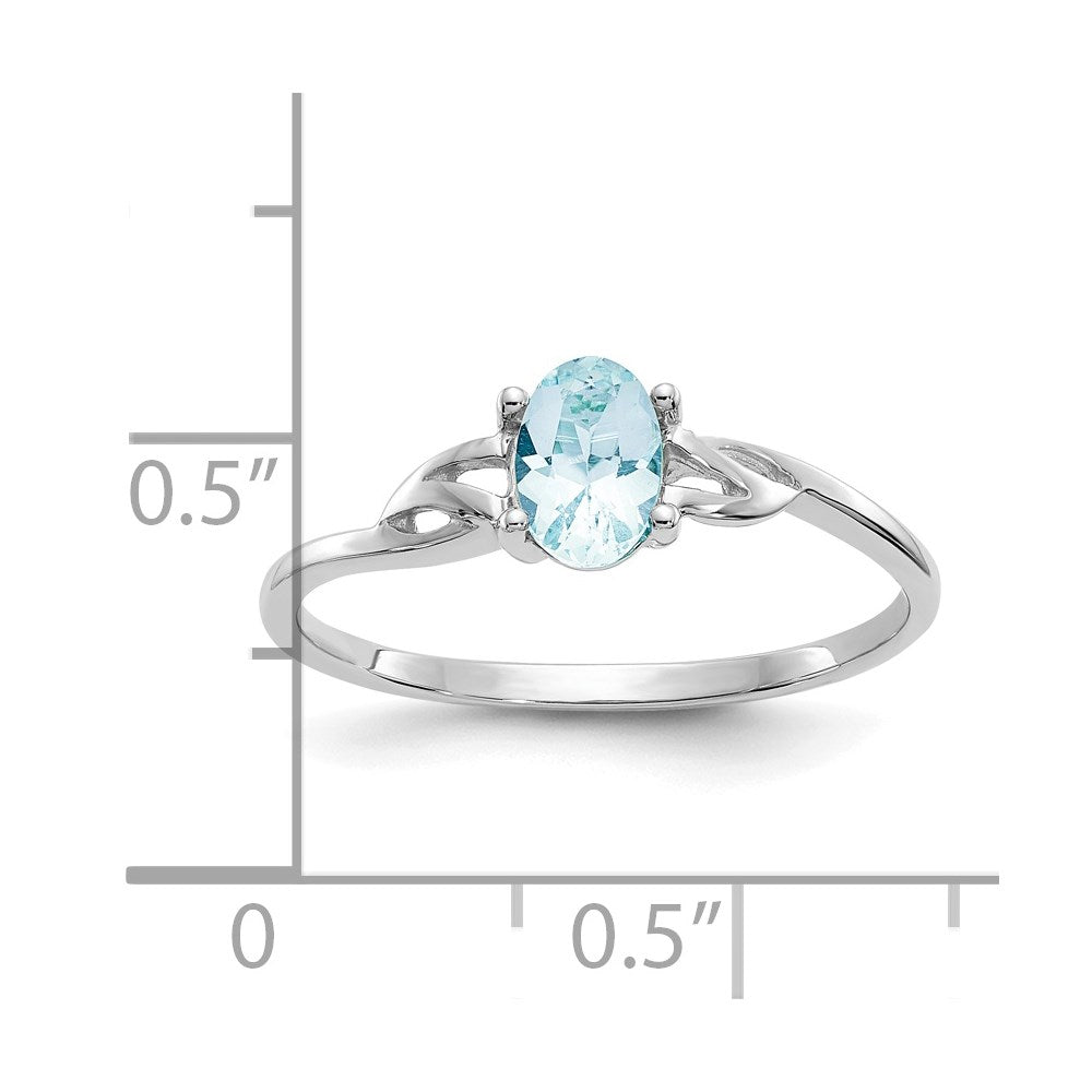 14k White Gold Aquamarine Birthstone Ring